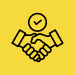 Handshake with checkmark on yellow background