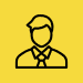Business avatar icon on yellow background